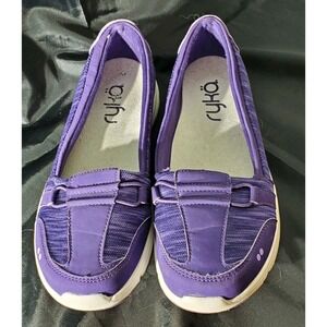 Ryka Womens Jenny Slip On Memory Foam Comfort Purple‎ White Loafer US 9M